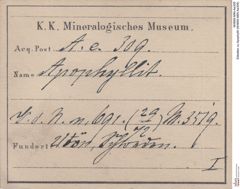 Etiketten zu Apophyllit (NHMW-MIN-Ae309)